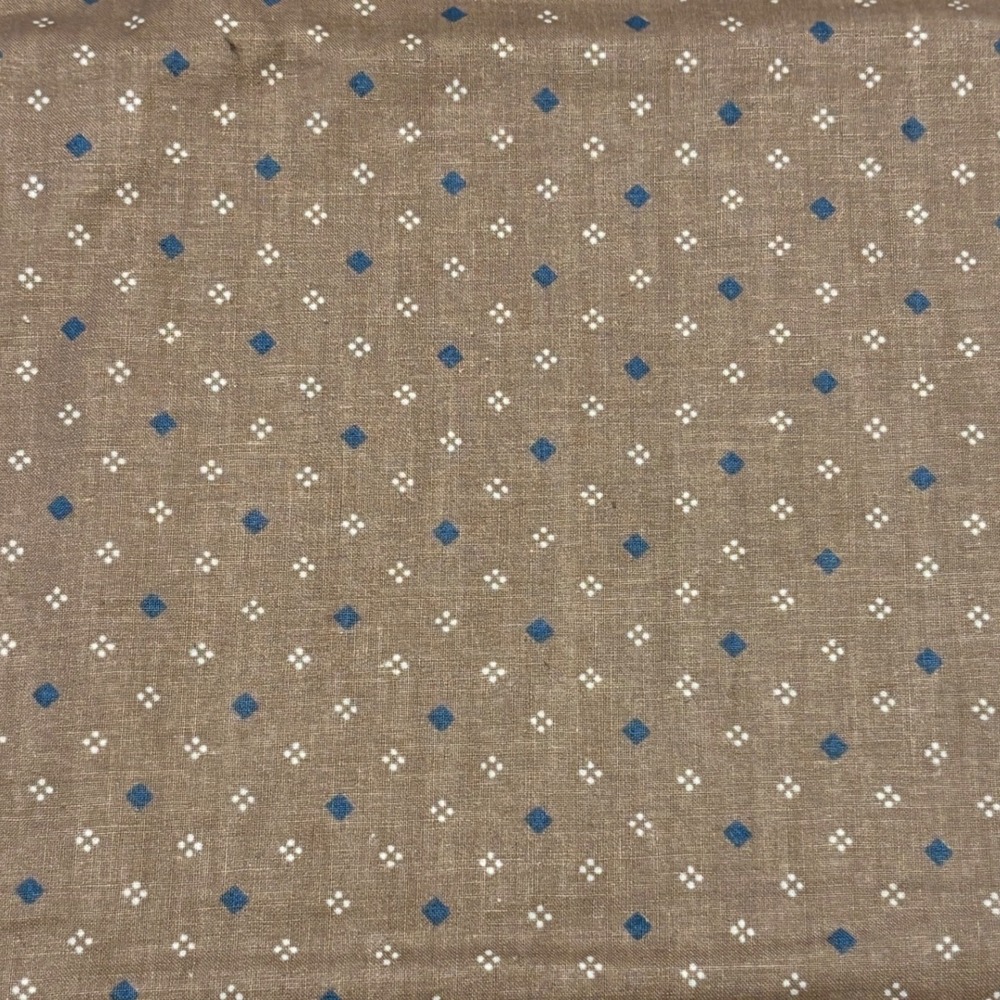 Vintage 1980 Interior Fabric Design Inc Brown Blue‎ Diamond Scotchgard 52x57